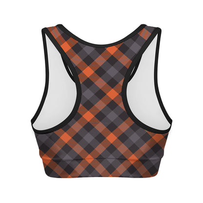 Halloween Buffalo Check Pattern Print Women's Sports Bra