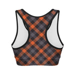 Halloween Buffalo Check Pattern Print Women's Sports Bra