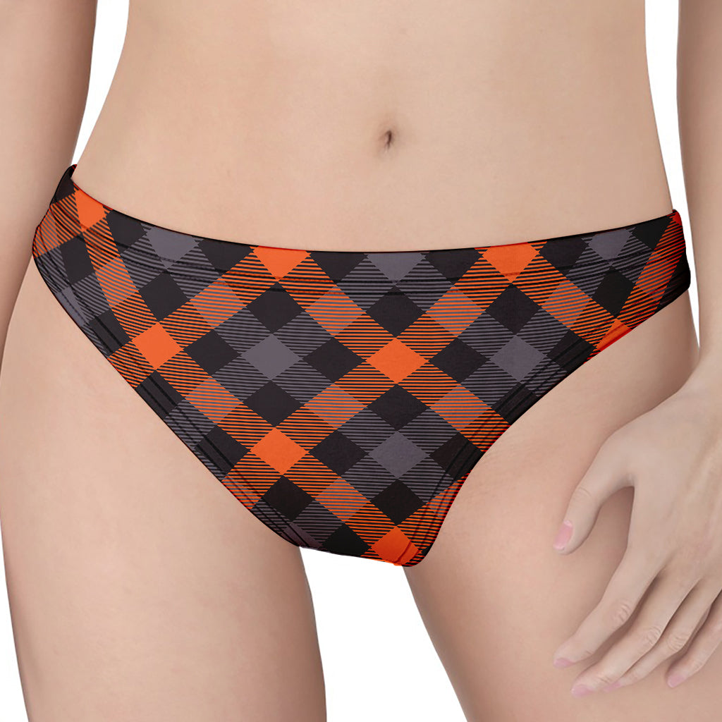 Halloween Buffalo Check Pattern Print Women's Thong