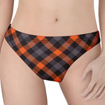 Halloween Buffalo Check Pattern Print Women's Thong