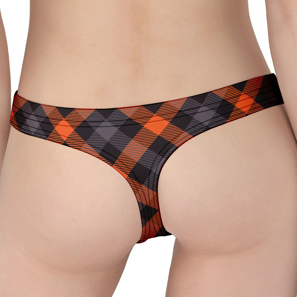 Halloween Buffalo Check Pattern Print Women's Thong