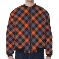 Halloween Buffalo Check Pattern Print Zip Sleeve Bomber Jacket