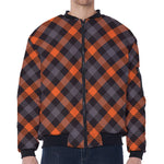 Halloween Buffalo Check Pattern Print Zip Sleeve Bomber Jacket