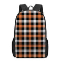 Halloween Buffalo Plaid Pattern Print 17 Inch Backpack