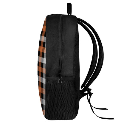 Halloween Buffalo Plaid Pattern Print 17 Inch Backpack