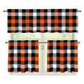 Halloween Buffalo Plaid Pattern Print 3 Piece Kitchen Curtains