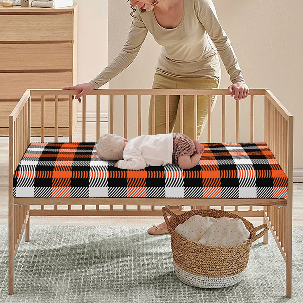 Halloween Buffalo Plaid Pattern Print Baby Crib Sheet