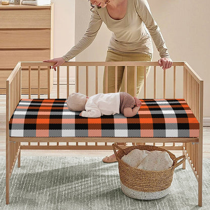 Halloween Buffalo Plaid Pattern Print Baby Crib Sheet