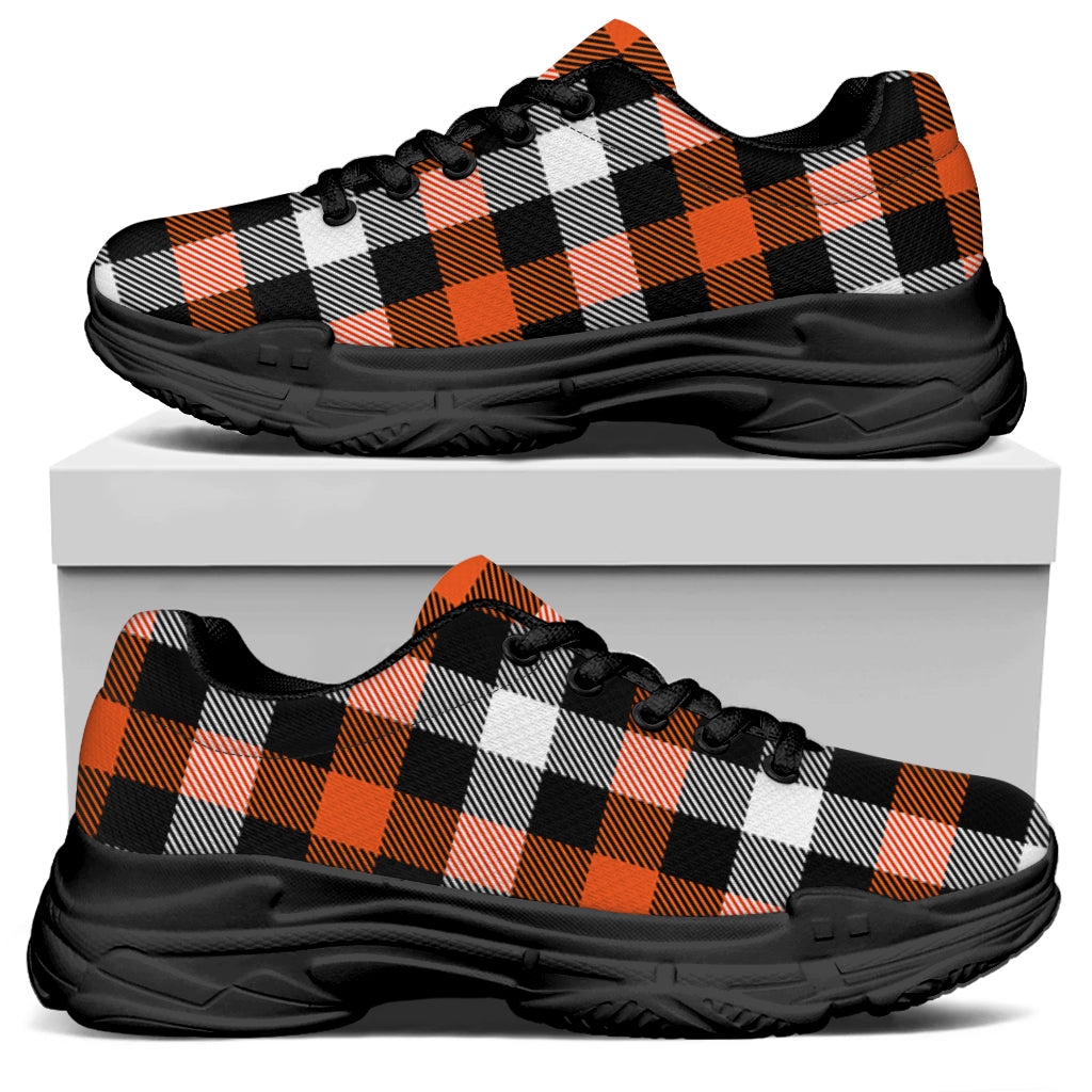 Halloween Buffalo Plaid Pattern Print Black Chunky Shoes