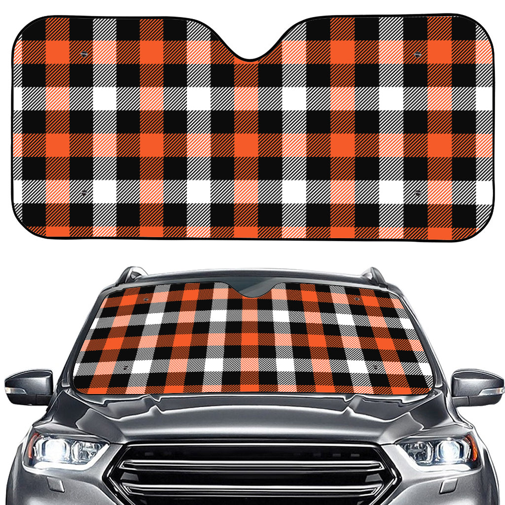 Halloween Buffalo Plaid Pattern Print Car Windshield Sun Shade