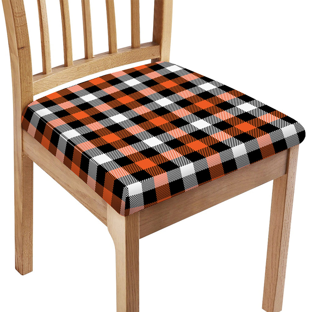Halloween Buffalo Plaid Pattern Print Chair Cushion Cover