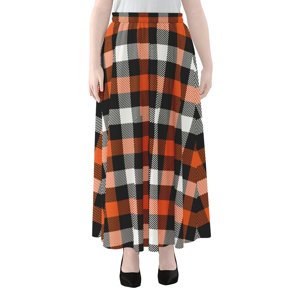Halloween Buffalo Plaid Pattern Print Chiffon Maxi Skirt