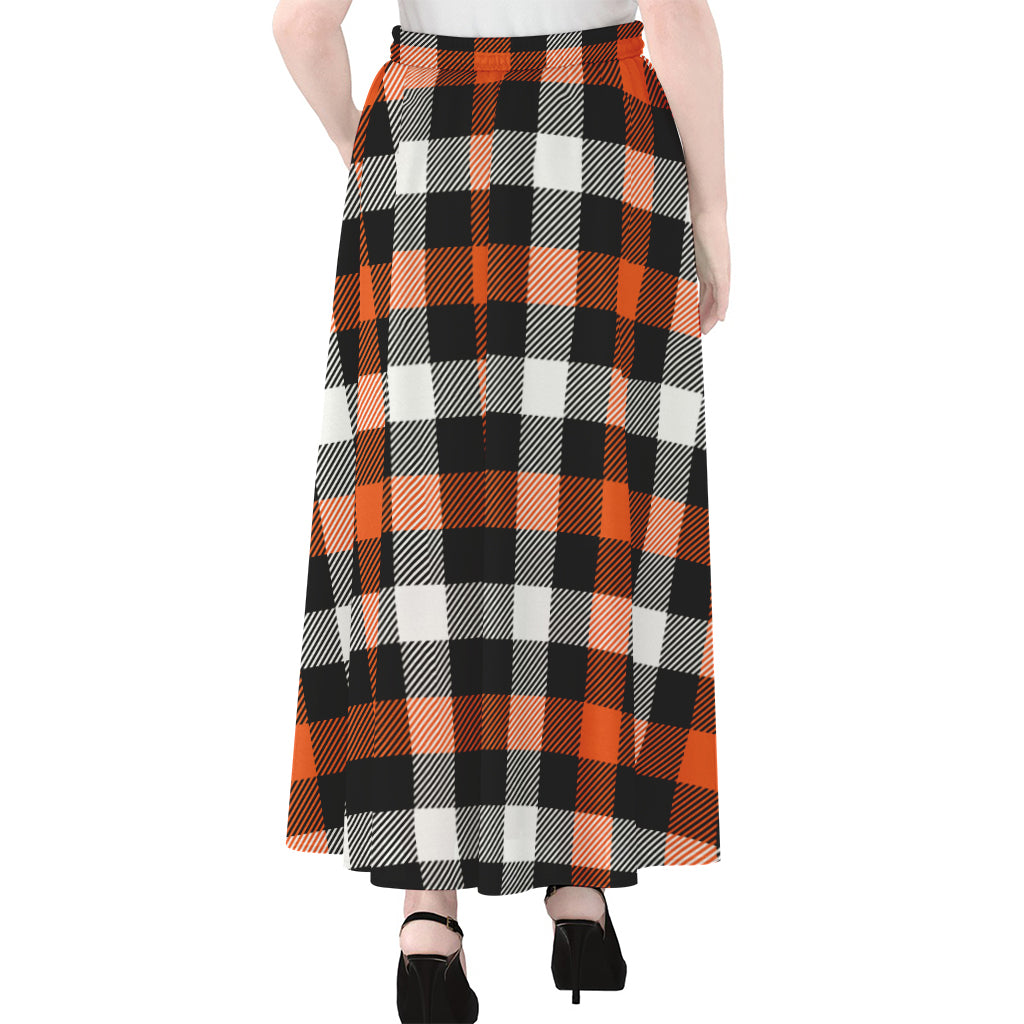 Halloween Buffalo Plaid Pattern Print Chiffon Maxi Skirt