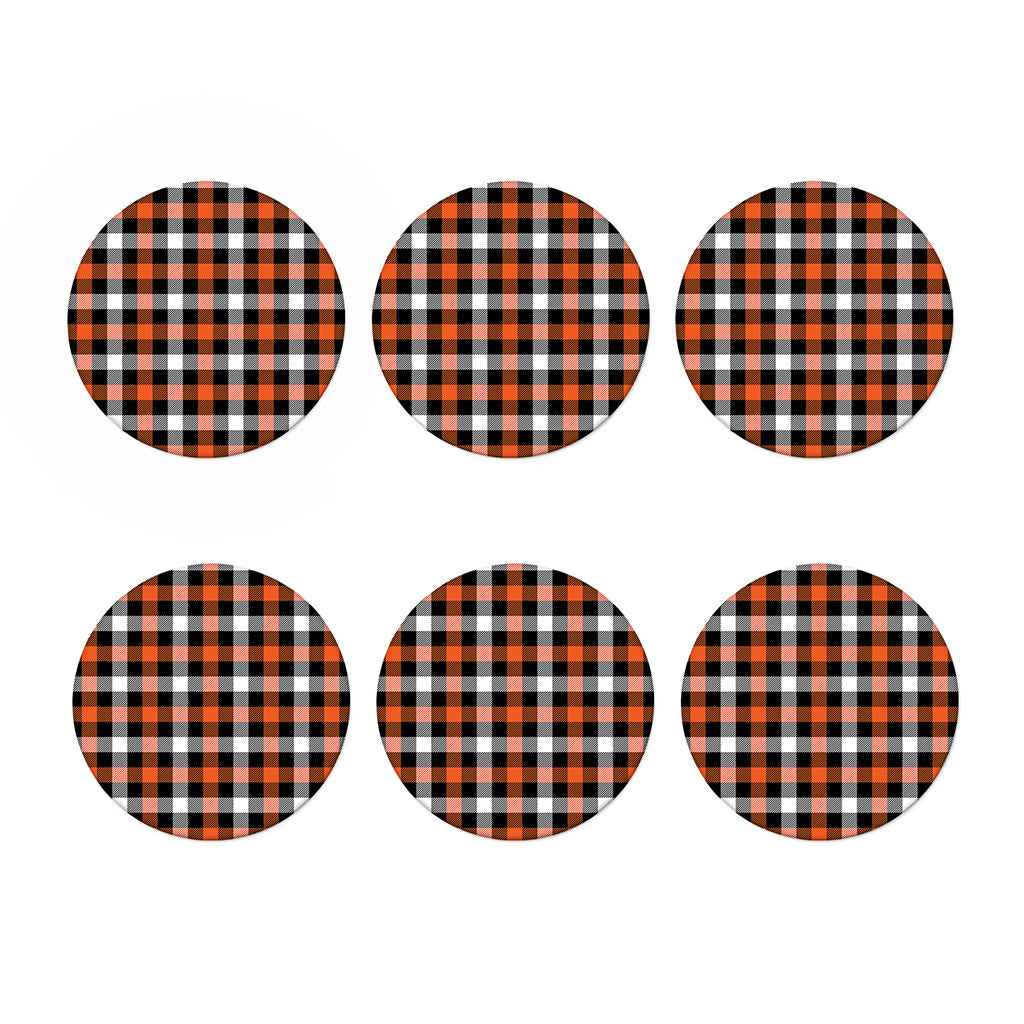 Halloween Buffalo Plaid Pattern Print Coaster Set