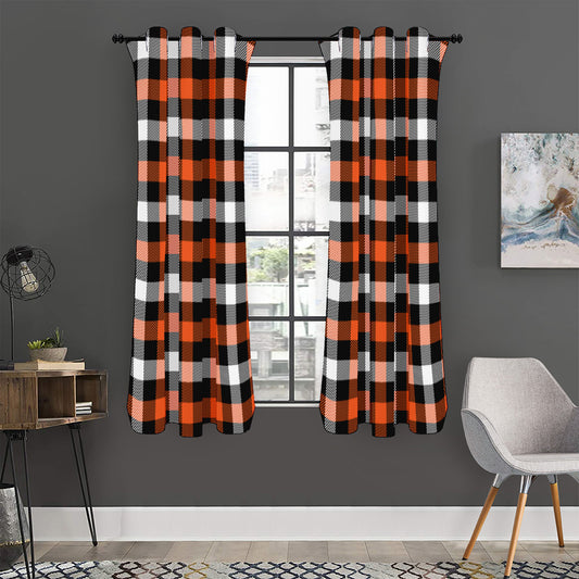 Halloween Buffalo Plaid Pattern Print Curtain