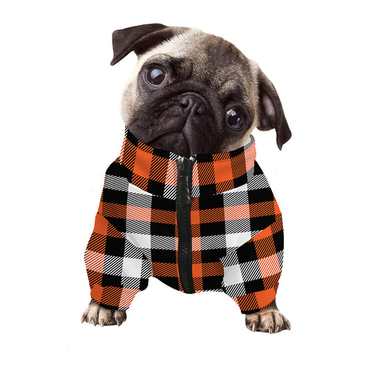 Halloween Buffalo Plaid Pattern Print Dog Zip Up Jacket