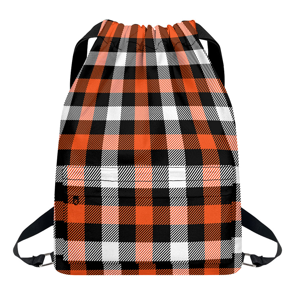 Halloween Buffalo Plaid Pattern Print Drawstring Backpack