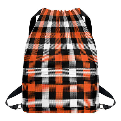 Halloween Buffalo Plaid Pattern Print Drawstring Backpack