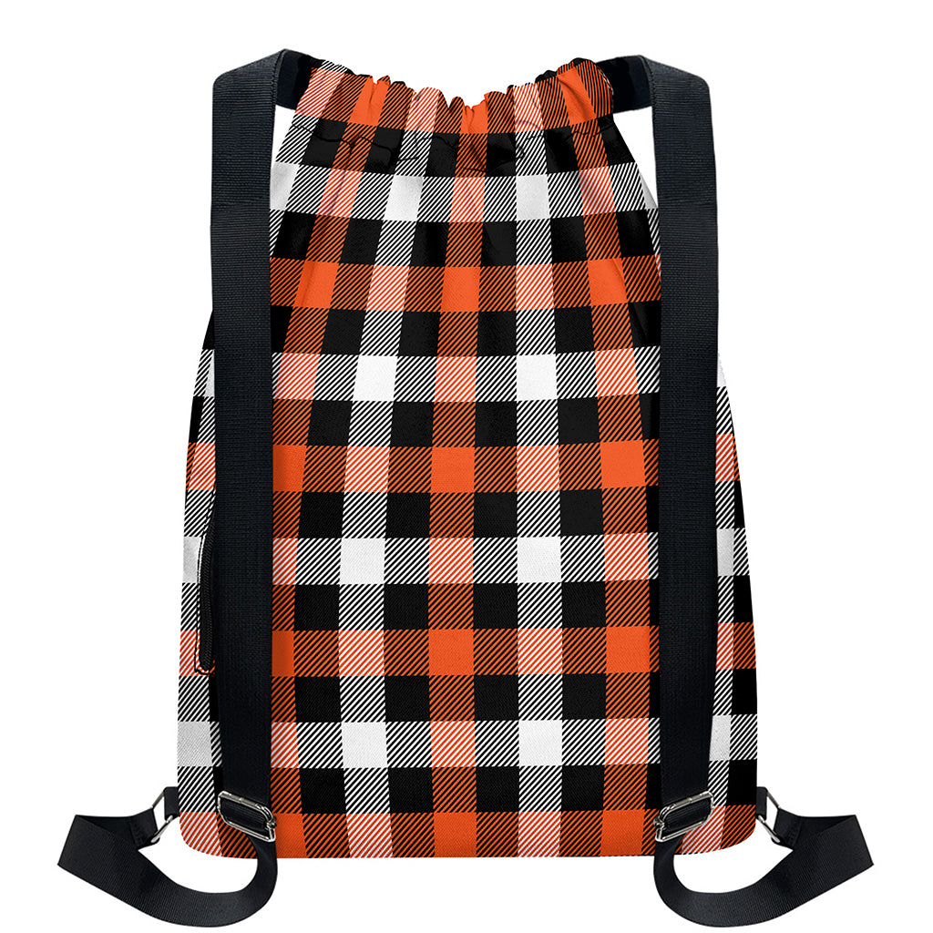 Halloween Buffalo Plaid Pattern Print Drawstring Backpack