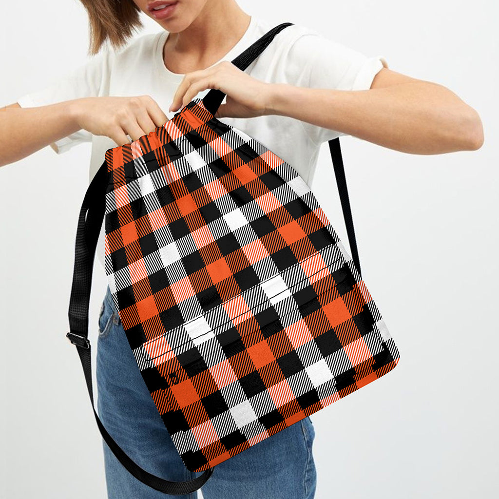 Halloween Buffalo Plaid Pattern Print Drawstring Backpack