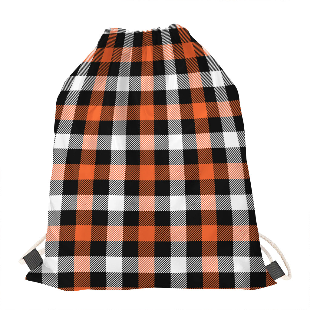 Halloween Buffalo Plaid Pattern Print Drawstring Bag