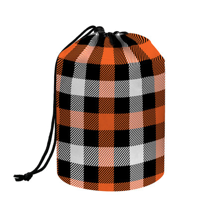Halloween Buffalo Plaid Pattern Print Drawstring Makeup Bag