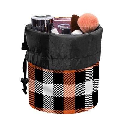 Halloween Buffalo Plaid Pattern Print Drawstring Makeup Bag