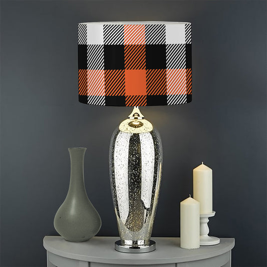 Halloween Buffalo Plaid Pattern Print Drum Lamp Shade