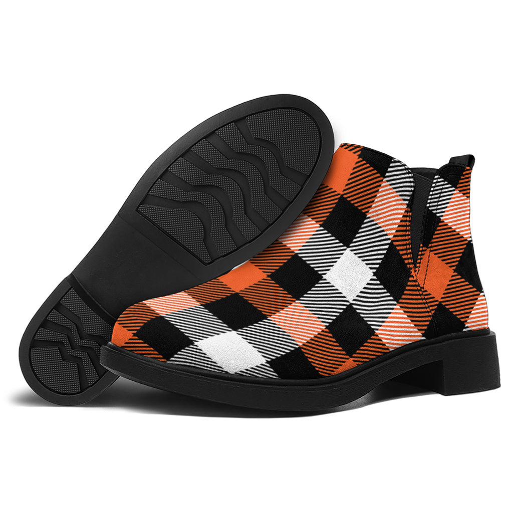 Halloween Buffalo Plaid Pattern Print Flat Ankle Boots