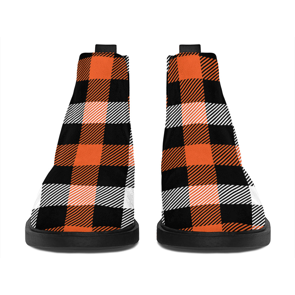 Halloween Buffalo Plaid Pattern Print Flat Ankle Boots