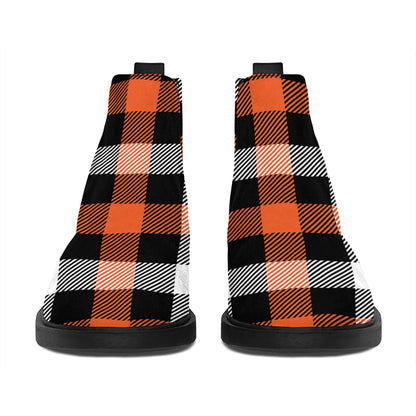 Halloween Buffalo Plaid Pattern Print Flat Ankle Boots
