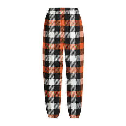Halloween Buffalo Plaid Pattern Print Fleece Lined Knit Pants