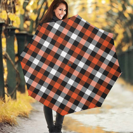 Halloween Buffalo Plaid Pattern Print Foldable Umbrella