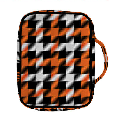Halloween Buffalo Plaid Pattern Print Front Pocket Bible Bag