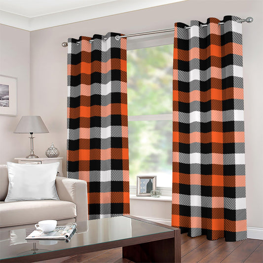 Halloween Buffalo Plaid Pattern Print Grommet Curtains