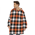 Halloween Buffalo Plaid Pattern Print Hoodie Blanket