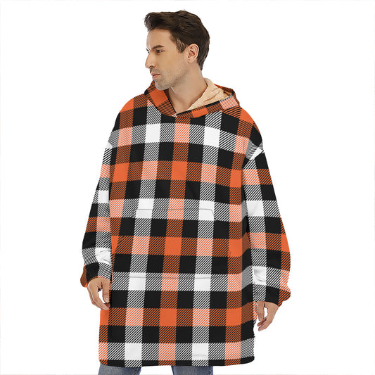 Halloween Buffalo Plaid Pattern Print Hoodie Blanket
