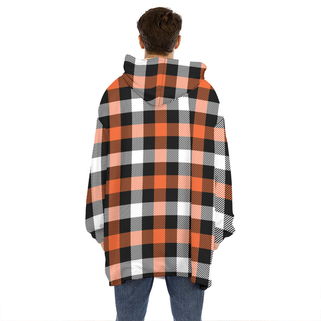 Halloween Buffalo Plaid Pattern Print Hoodie Blanket