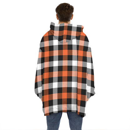 Halloween Buffalo Plaid Pattern Print Hoodie Blanket