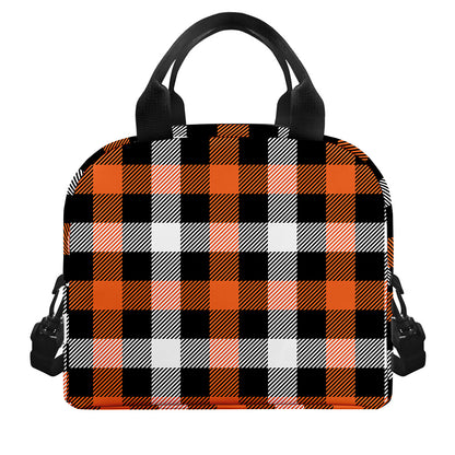 Halloween Buffalo Plaid Pattern Print Insulated Lunch Bag
