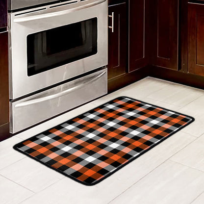 Halloween Buffalo Plaid Pattern Print Kitchen Mat