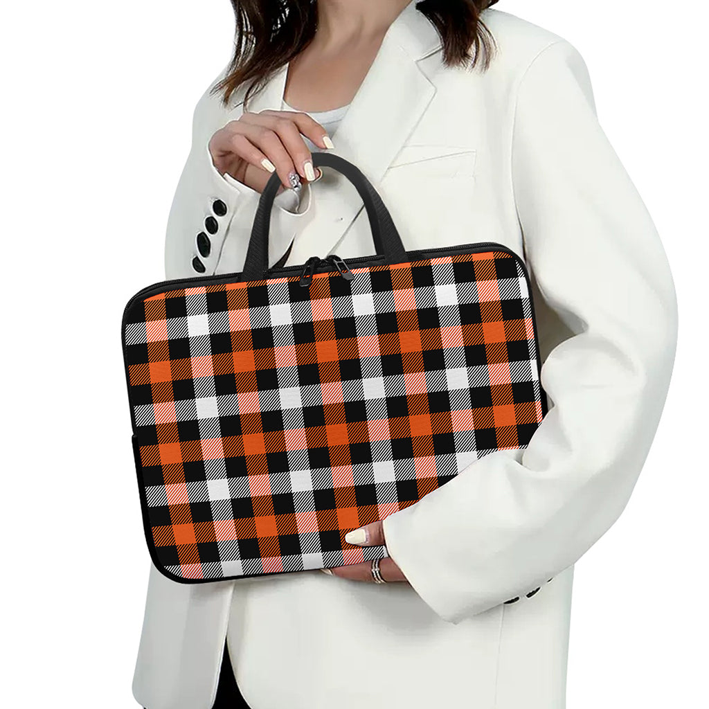 Halloween Buffalo Plaid Pattern Print Laptop Sleeve With Handle