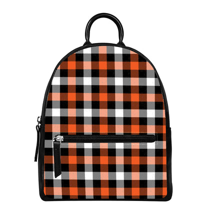 Halloween Buffalo Plaid Pattern Print Leather Backpack