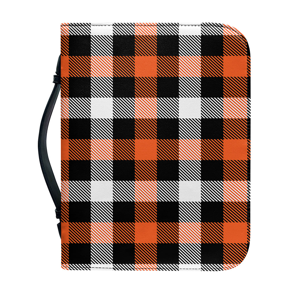 Halloween Buffalo Plaid Pattern Print Leather Bible Cover