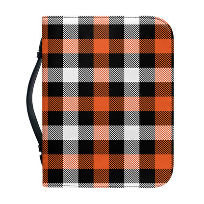 Halloween Buffalo Plaid Pattern Print Leather Bible Cover
