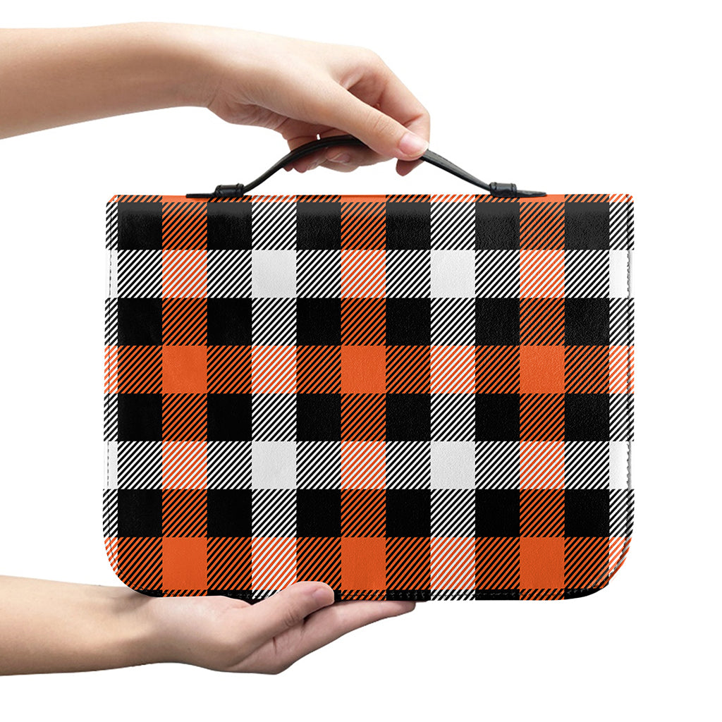 Halloween Buffalo Plaid Pattern Print Leather Bible Cover