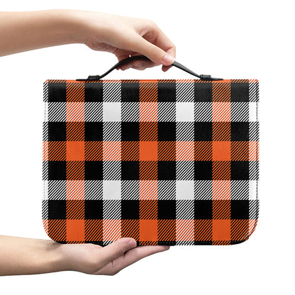 Halloween Buffalo Plaid Pattern Print Leather Bible Cover