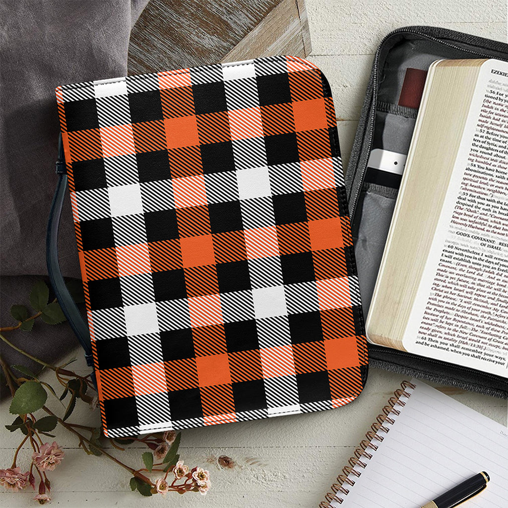 Halloween Buffalo Plaid Pattern Print Leather Bible Cover