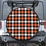Halloween Buffalo Plaid Pattern Print Leather Spare Tire Cover