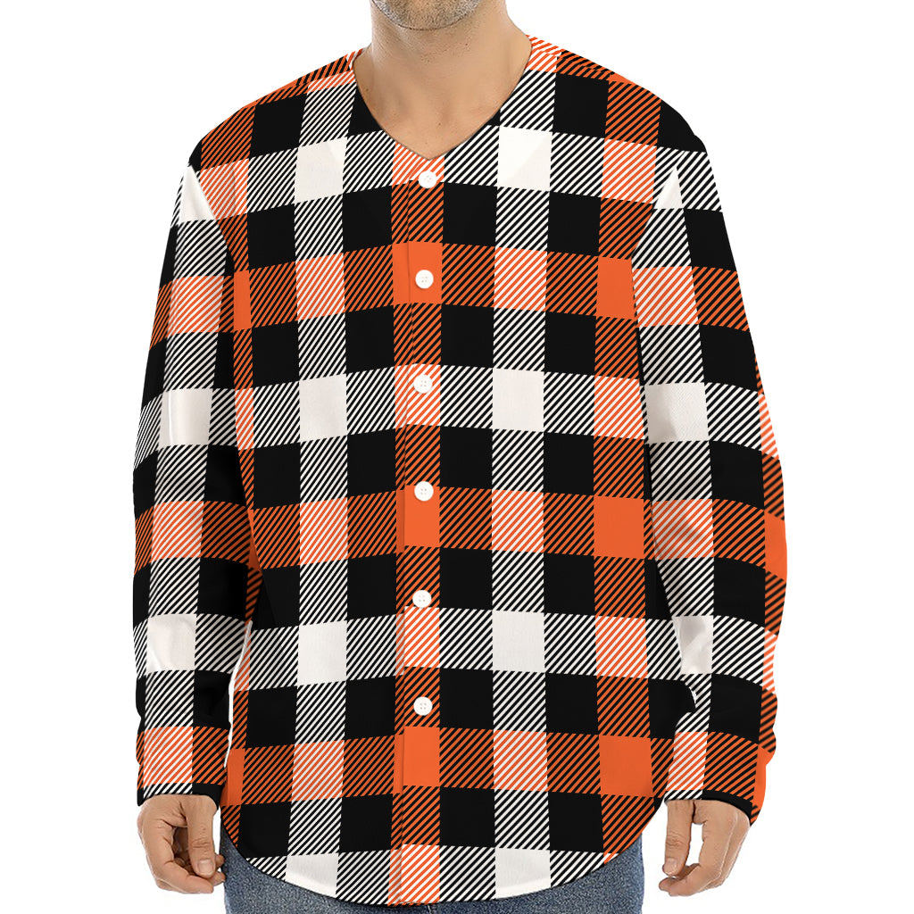 Halloween Buffalo Plaid Pattern Print Long Sleeve Baseball Jersey